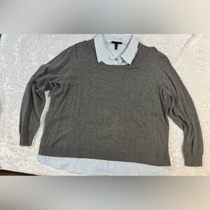 Lane Bryant Light Blue and White Striped Shirt